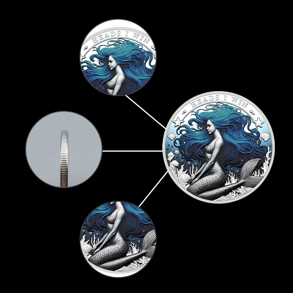 Fantasy Mermaid Coin Heads I Win Tails You Lose Coin  Ocean Theme Commemorative Souvenir Collect gifts