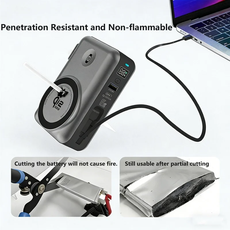 65W GaN PD Charger for Laptop Power Bank Qi2.2 25W Magnetic Wireless Fast Charging for iPhone 17 iWatch Powerbank with AC Plug