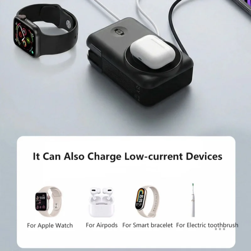 65W GaN PD Charger for Laptop Power Bank Qi2.2 25W Magnetic Wireless Fast Charging for iPhone 17 iWatch Powerbank with AC Plug