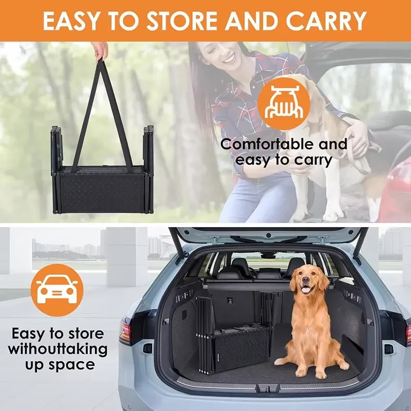 Foldable Pet Car Stairs for Dogs and Cats Portable Metal Frame Ramp Outdoor Travel Ladder Safe Vehicle Step Accessory