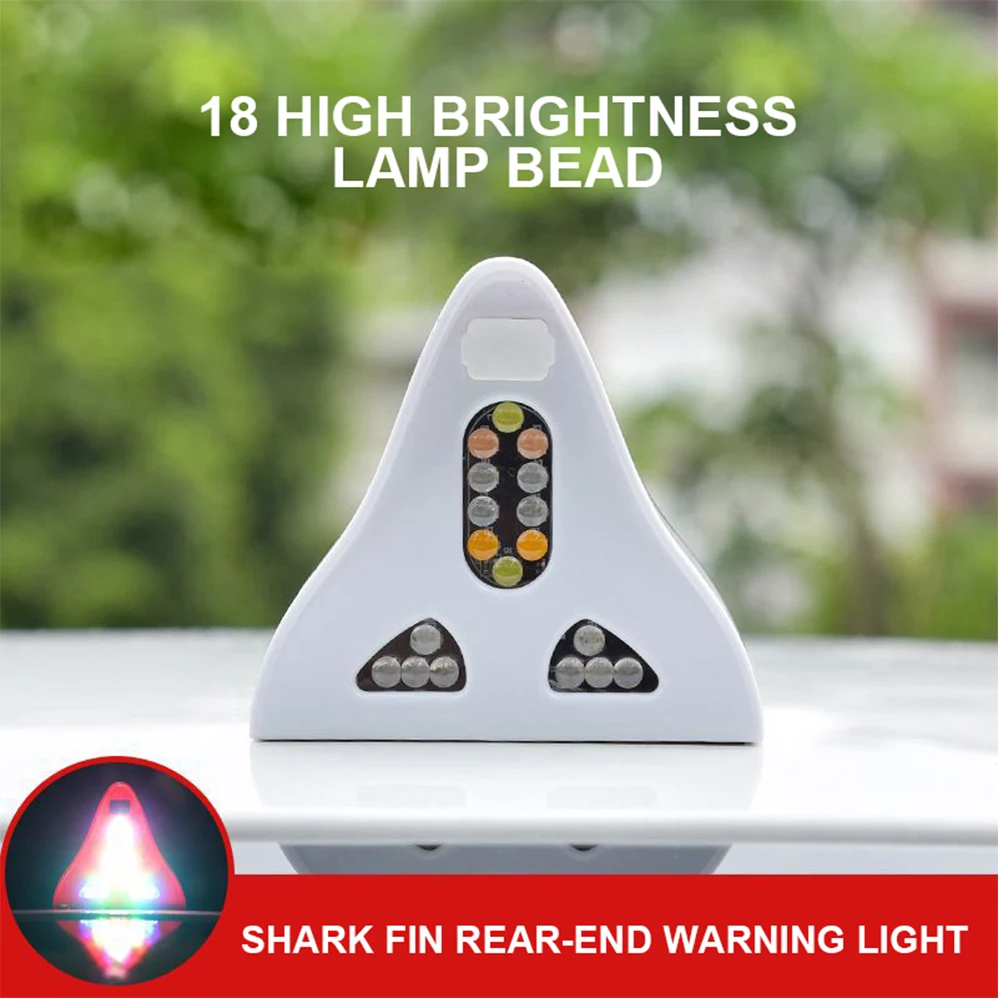 Solar Universal Shark Fin Antenna Light Car Warning Lights 5V LED Anti Collision Light Automobile Modeling Decorating Accessory