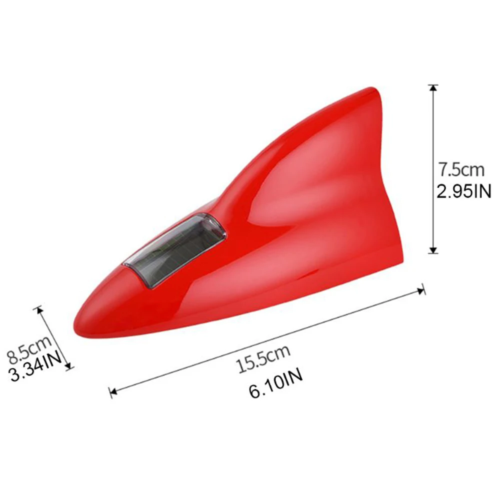 Solar Universal Shark Fin Antenna Light Car Warning Lights 5V LED Anti Collision Light Automobile Modeling Decorating Accessory