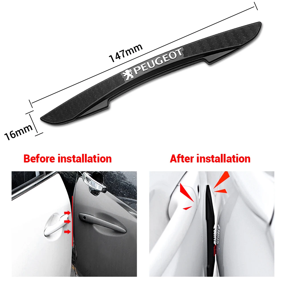 4pcs Rubber Car Door Edge Bumper Anti-collision Protector Stickers For Peugeot 206 207 208 107 408 2008 3008 307 308 Accessories