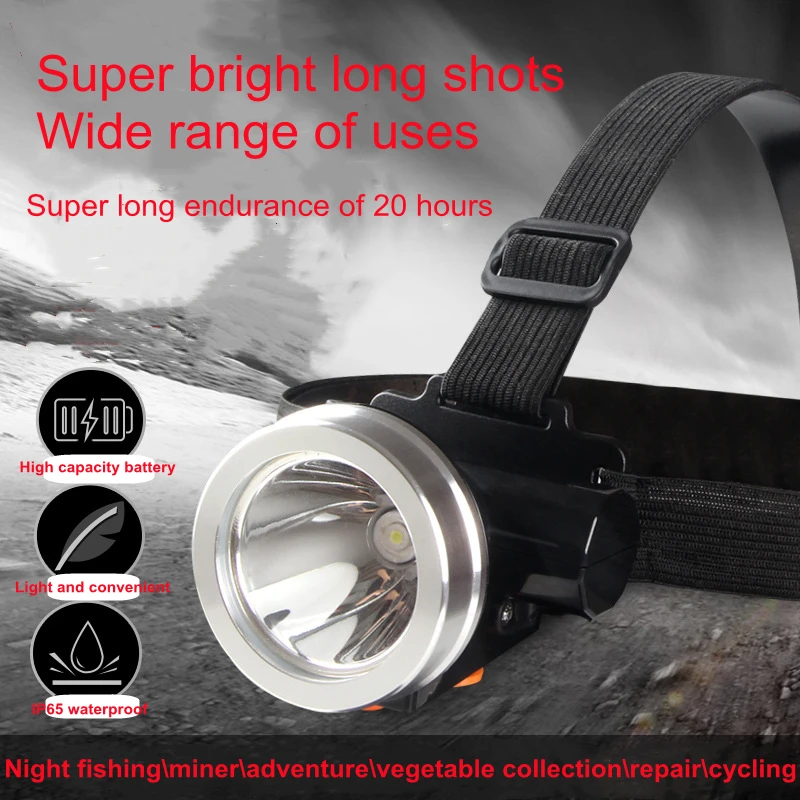 Rechargeable HeadLamp Strong Light Long Range LED Night Fishing Family Mountaineering Headlamp With Flashlight Small Mining Lamp