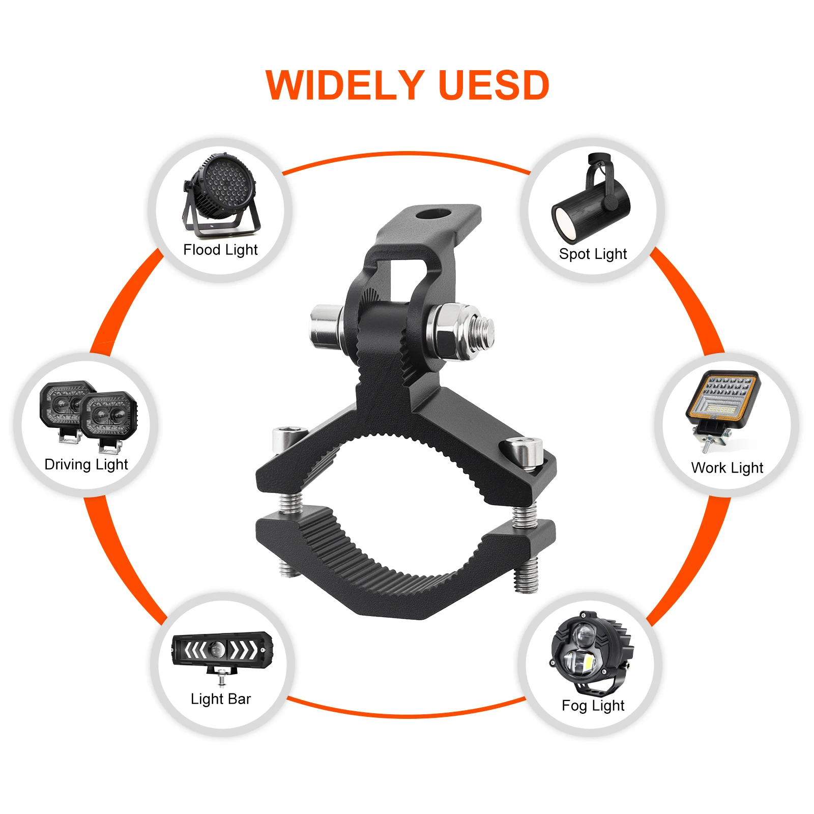 2pcs Motorcycle Spotlight Mount Clamp Bracket Aluminum Alloy LED Light Bar Tube Holder for Motorcycle Scooter Dirt Pit Bike SUV