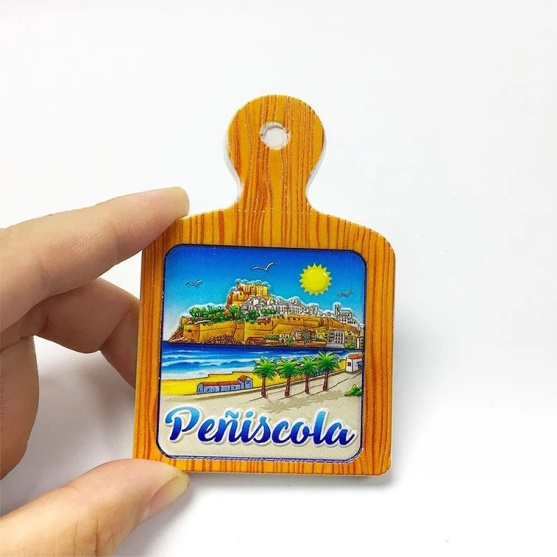 3D Resin Fridge Magnet Spain Peniscola Castle Seaside Souvenir Cute Magnets Home Decor Refrigerator Magnets