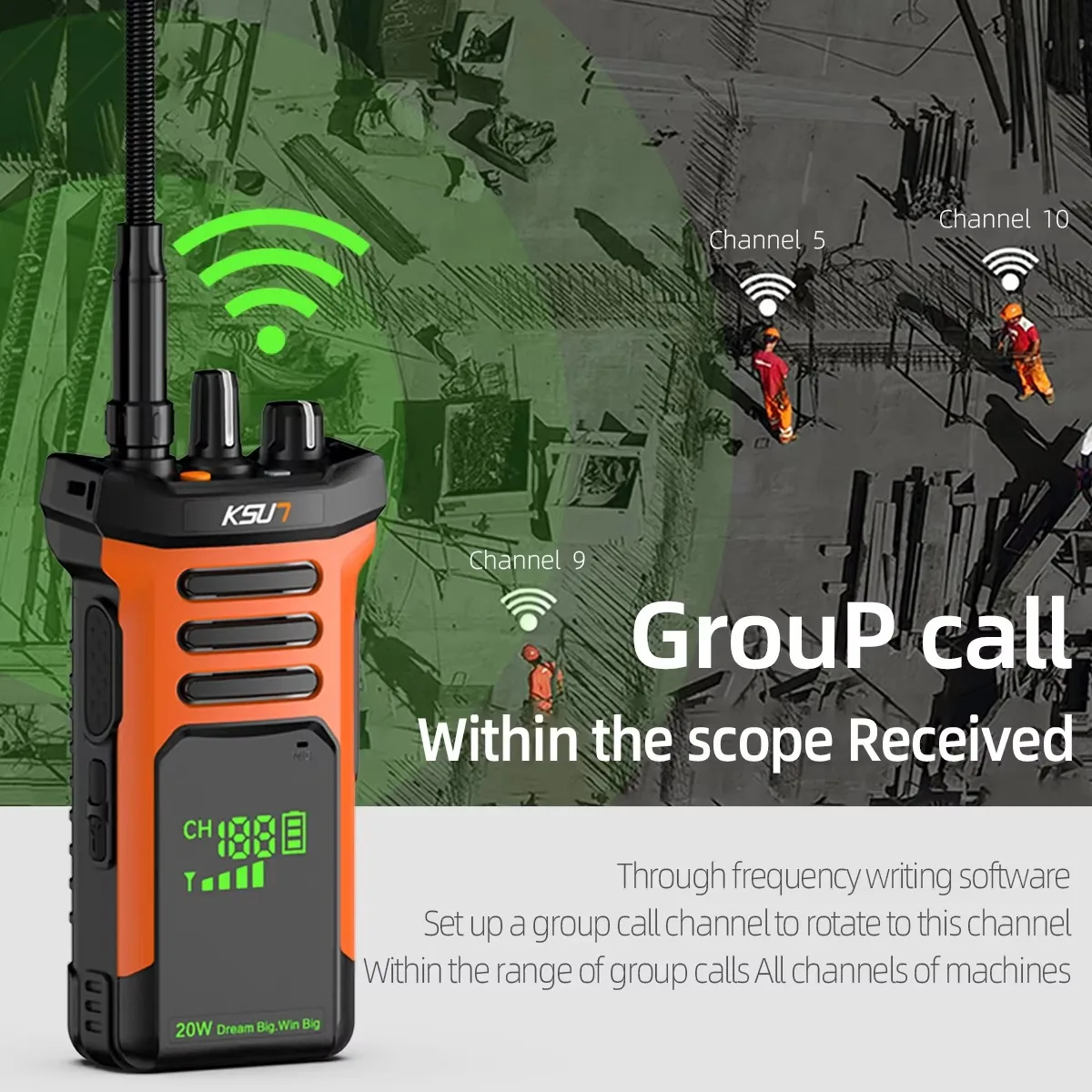 Professional Walkie Talkie Long Range Portable Two Way Radio Station UHF Transceiver For Tunnel Engineering 20 Watt Walkie Talki