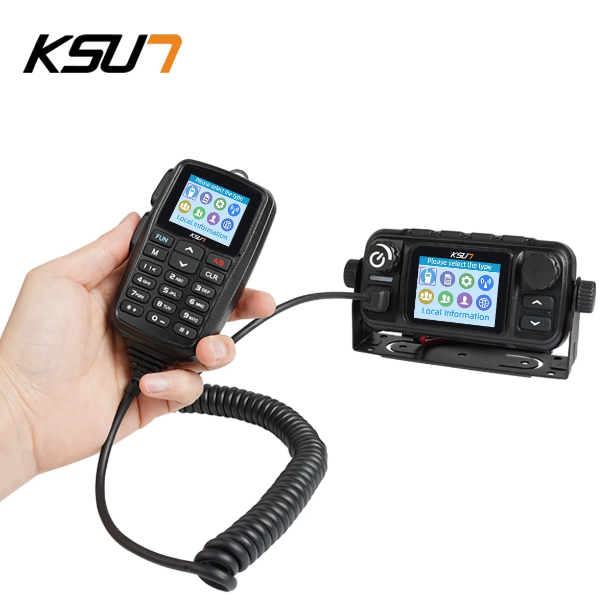 KSUN CT510 25W GPS Vehicle Radio Walkie Talkie VHF UHF Dual Band 4G POC Network Car Radio for Outdoor Self-driving