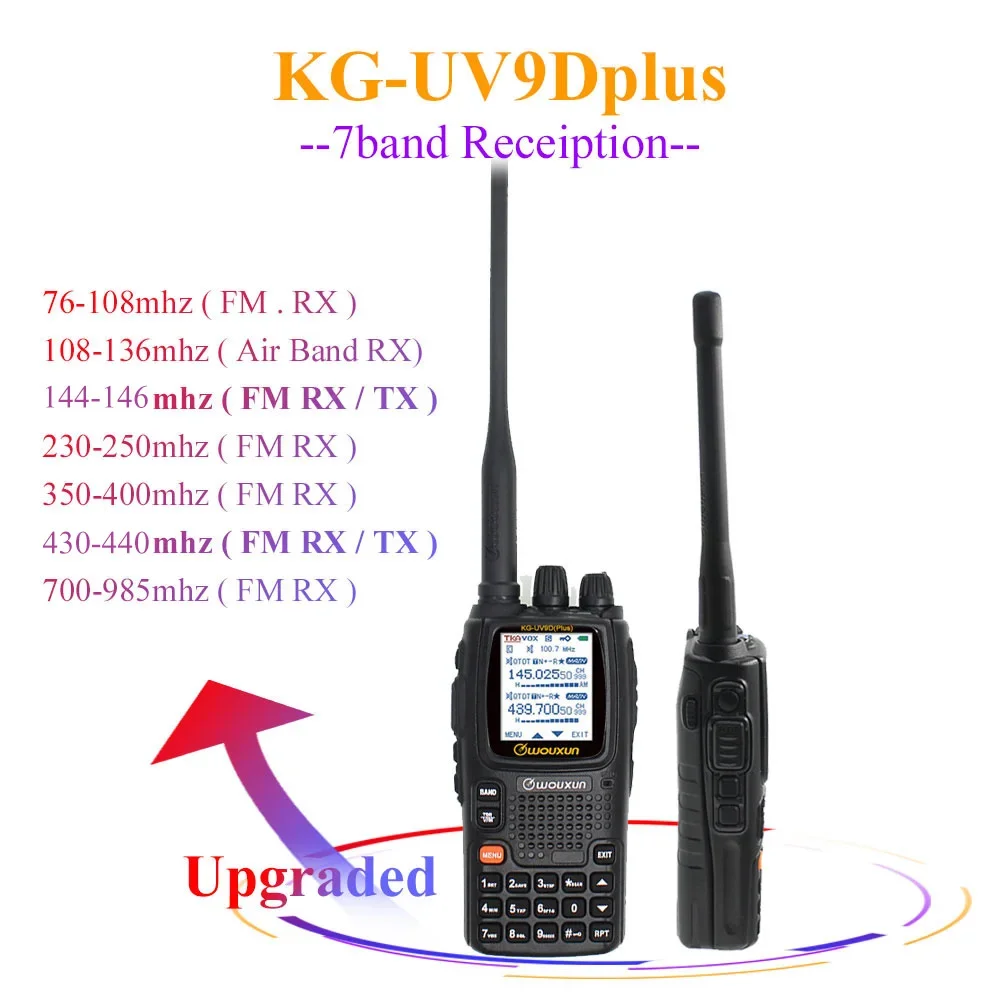 Wouxun KG-UV9D Plus vhf uhf 144-148/420-450MHz Multi-functional Ham Radio Communciator 2 Way Raido 7 bands Walkie Talkie Station