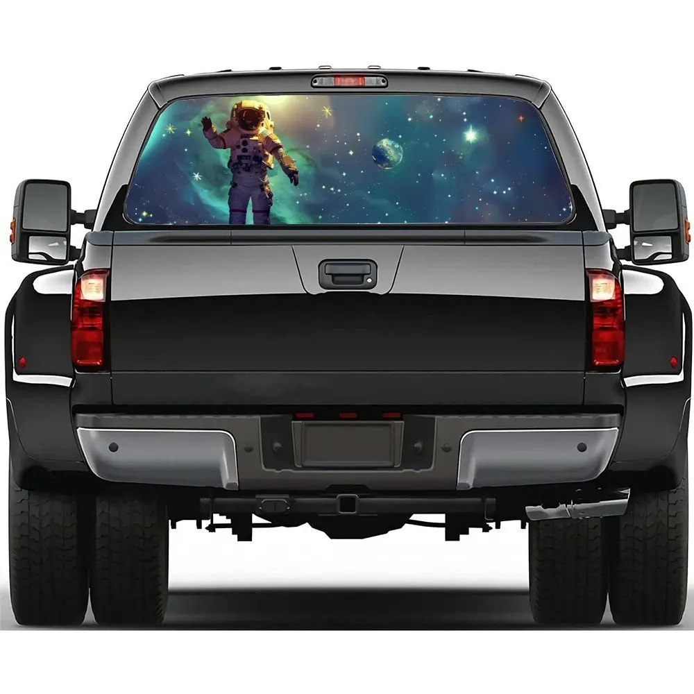 Astronaut Starry Sky Space Sea Of StarsCar Rear Windshield Sticker Truck Window Perspective Perforated Rear Window Vinyl Decal D