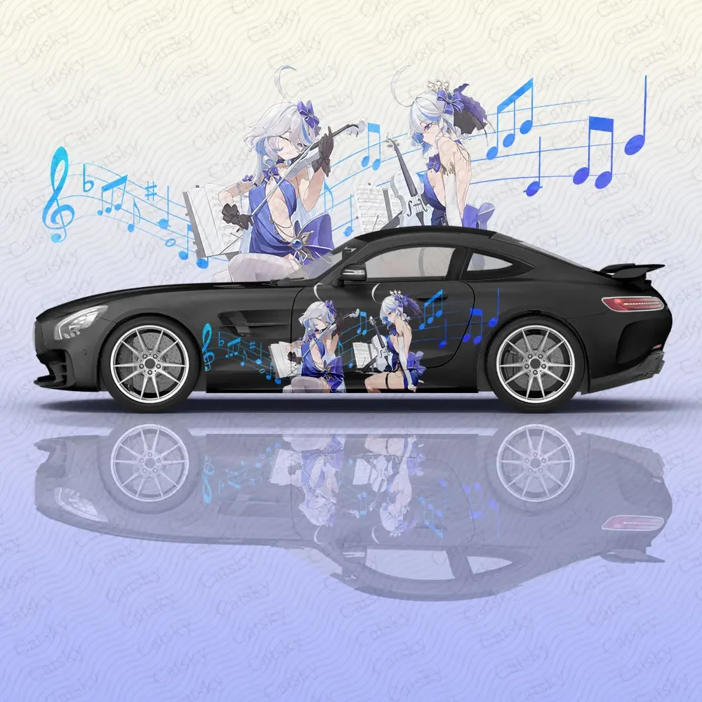 Furina Anime Girl Car Decal Flower Vinyl Car Stickers SUV Side Graphics Decals, Universal Size, Vehicle Body-Decals