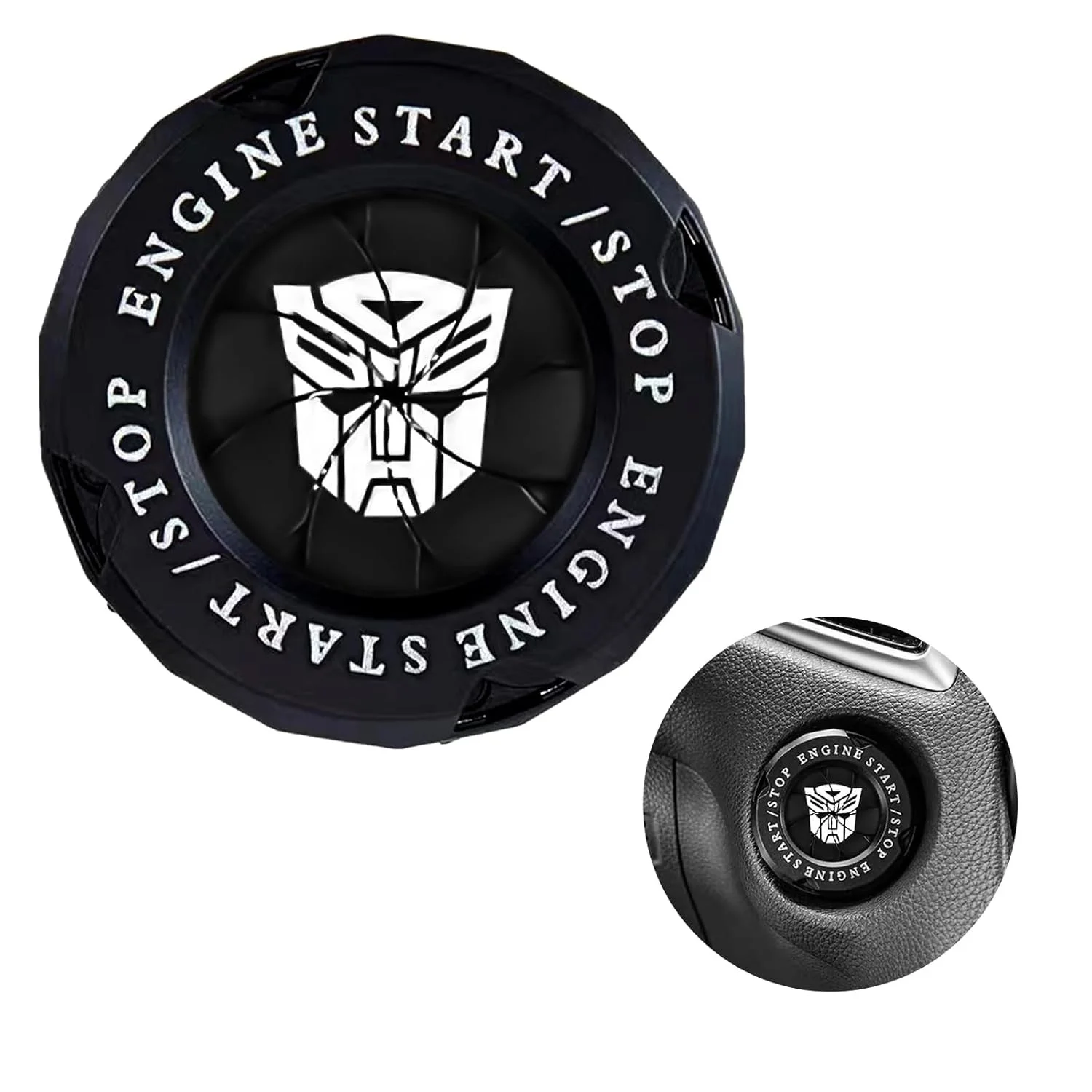 1pc Universal Car Engine Start Button Cover, Car Stickers Interior Decor, Car Motorcycle Ignition Key Switch Cover(Autobots)