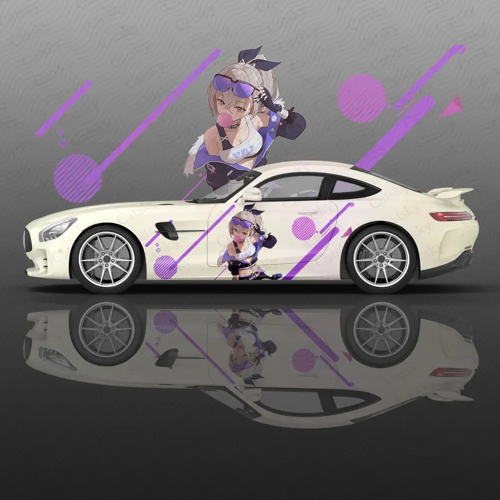Silver Wolf Anime Girl Car Decal Flower Vinyl Car Stickers SUV Side Graphics Decals, Universal Size, Vehicle Body-Decals