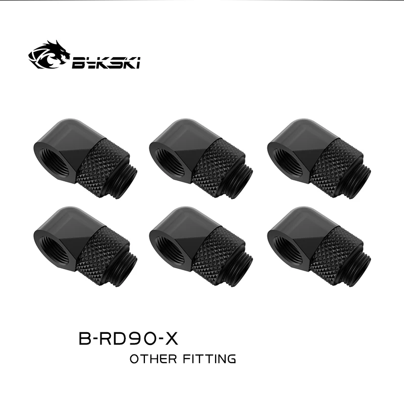 Bykski 6pcs/Lot G1/4'' 45/90 Degree Rotary Compression Fitting Water Cooling Elbow Adaptors Brass Connector / B-RD90-X/ B-RD45-X