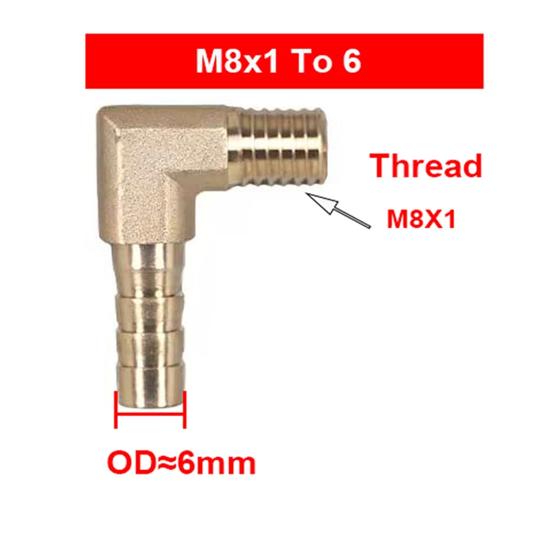 M5 M6 M8 M10 Metric Male X 4 5 6 8 10 mm Hose Barb Elbow 90 Degree Brass Pipe Fitting Connector Home Garden Water Gas Oil
