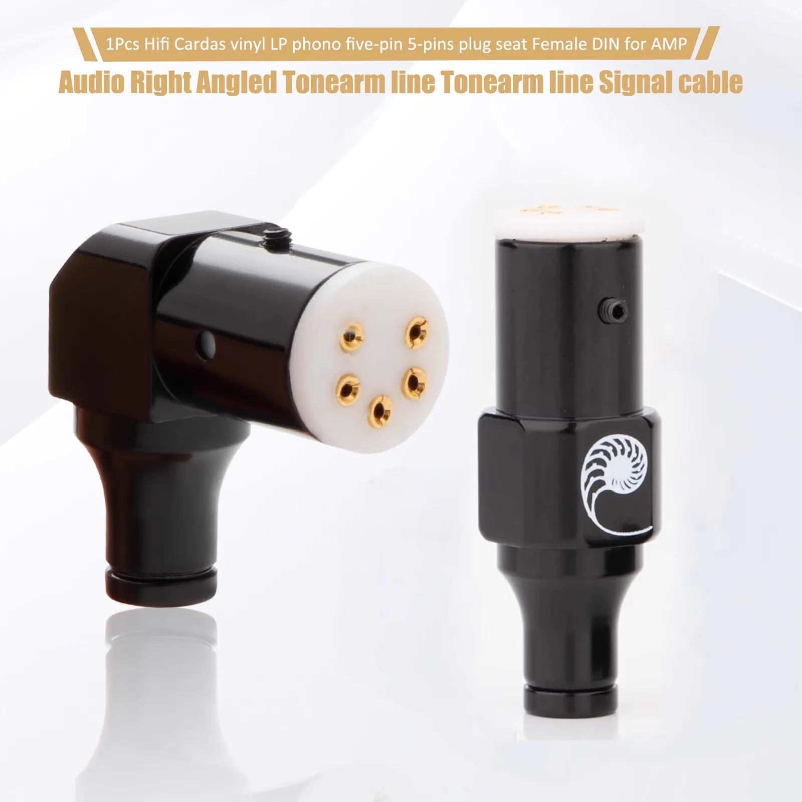 Hifi Vinyl LP Phono Five-Pin 90-Degree Right Angle Elbow 5-Pins Plug Seat Female DIN for AMP Audio Signal Cable