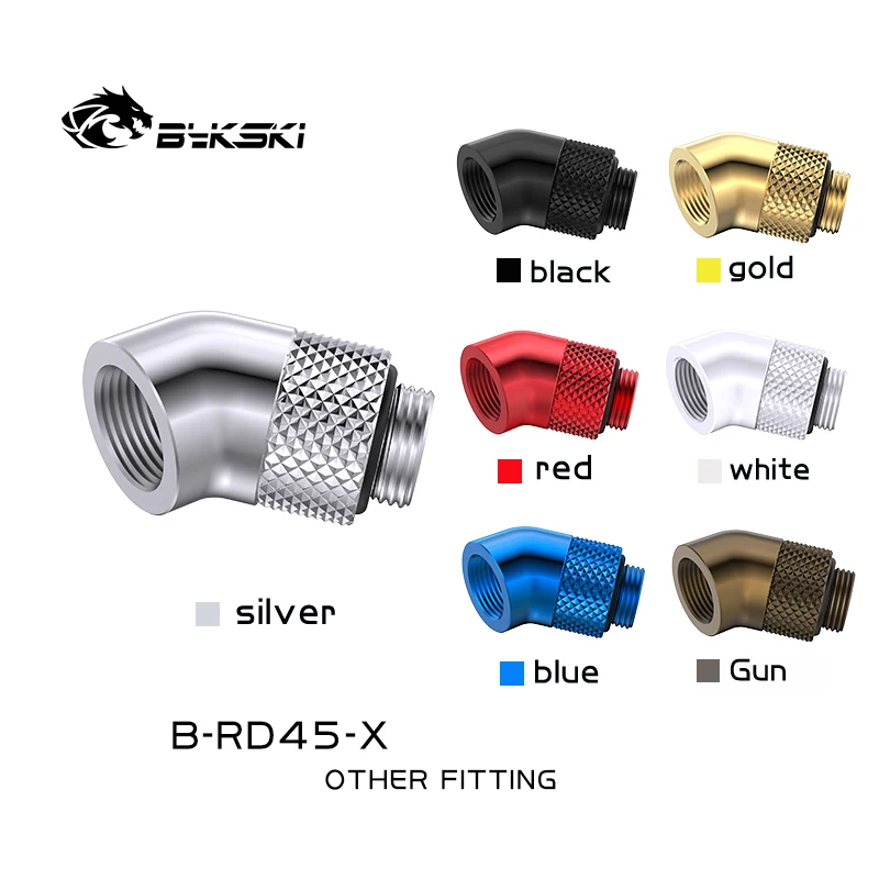 Bykski B-RD45-X 45 Degree Brass Rotary Compression Fitting G1/4'' Connector Elbow Adaptor for PC Water Cooling System