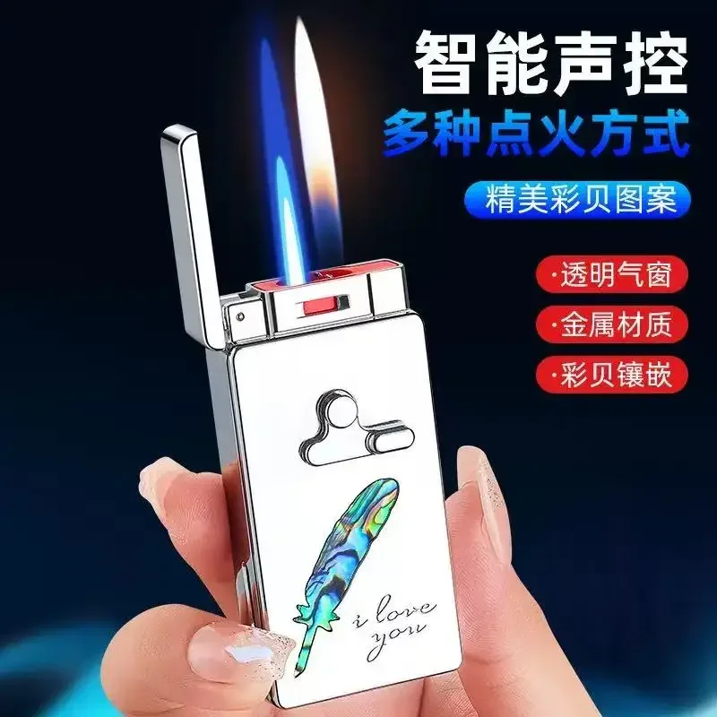 Voice Controlled Dual Fire Intelligent Sensing Lighter Creative Personalized Gift with High Aesthetic Value