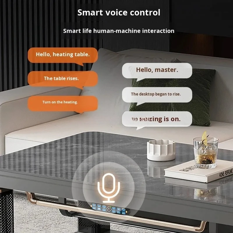 1.2m Adjustable Electric Heating Tea & Fire Table Voice Control With Overheat Protection For Living Room Home Use Large Size Pro
