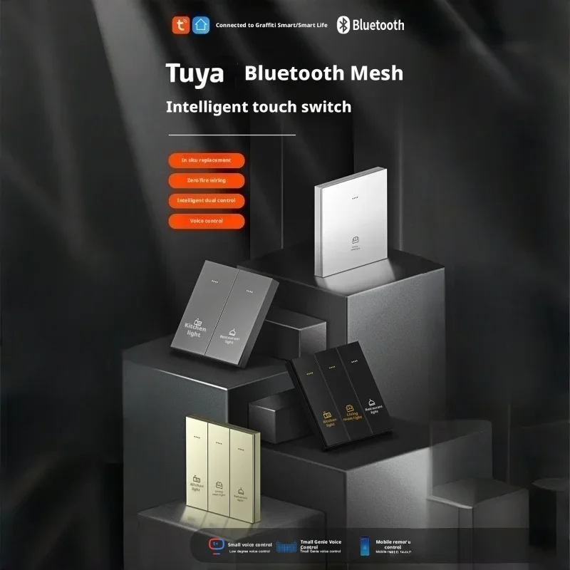 Tuya Bluetooth Mesh Smart Switch App Remote Control Voice Control No Network Required Hotel Home Zero Fire Edition Smart Switch