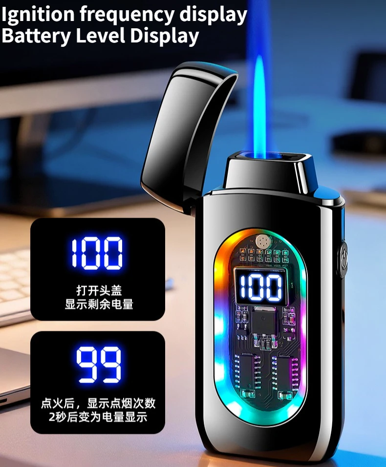 Creative Intelligent Voice Control Multiple Ignition Methods Windproof Dual Fire Switchable Lighter