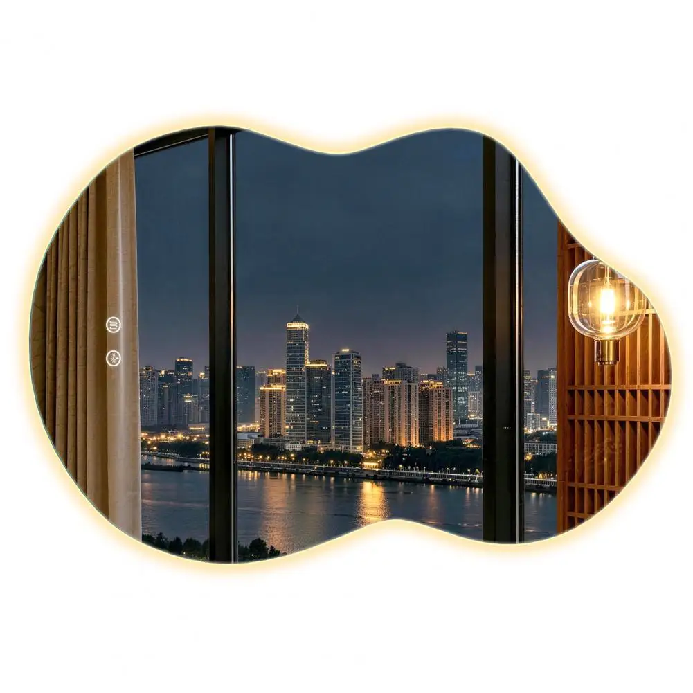 Cloud Shape Lighted Bathroom Mirror, Anti‑Fog Touch Control 3‑Color Dimmable Vanity Mirror, Wall Mounted Backlit Makeup Mirror