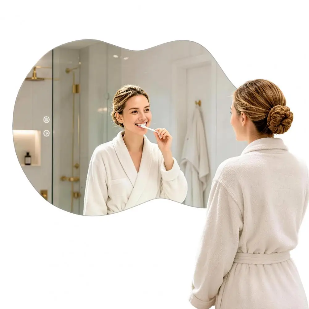 Cloud Shape Lighted Bathroom Mirror, Anti‑Fog Touch Control 3‑Color Dimmable Vanity Mirror, Wall Mounted Backlit Makeup Mirror
