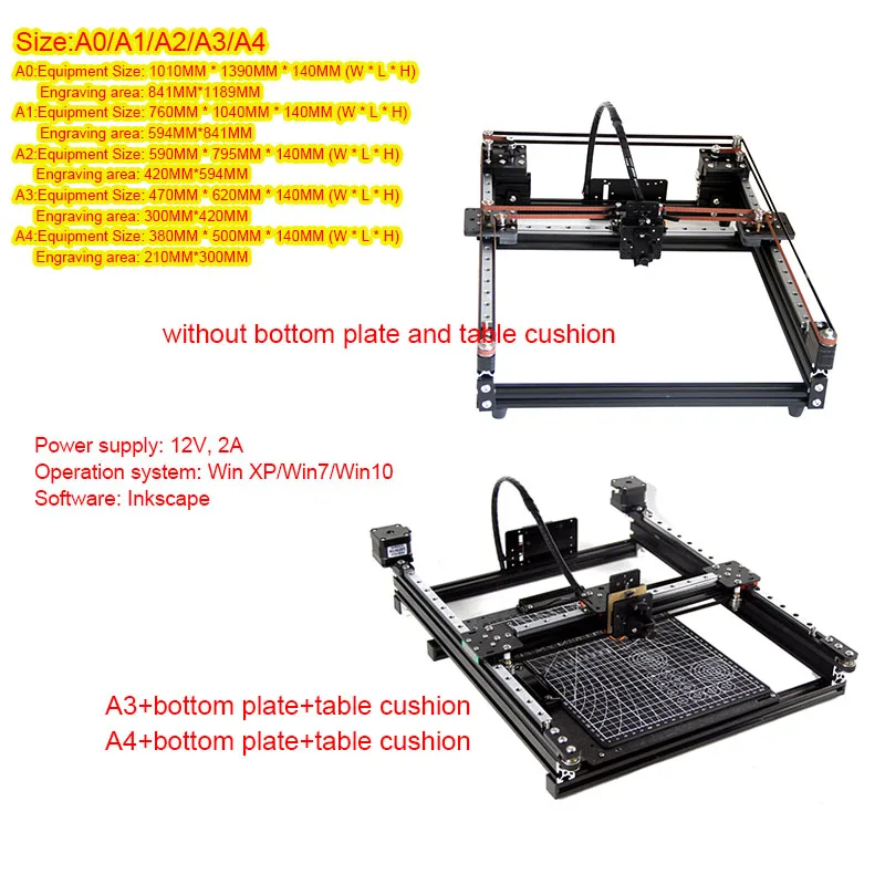 DIY Disassemble Frame Type Antirust Guide Rail Pen Drawing Robot Machine Lettering XY-plotter For Sketch Writing EBB Motherboard