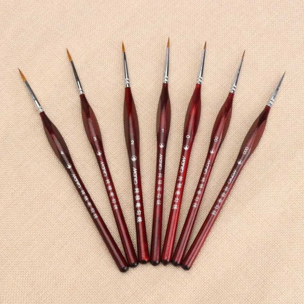 7Pcs Paint Brush Set Professional Sable Hair Art Nail Painting Drawing es    Pen