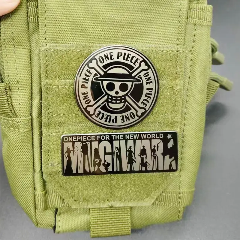 One Piece Anime Peripheral Skull Velcro Badge Creative Cartoon Metal Texture Badge Outdoor Backpack Decoration Morale Badge Gift