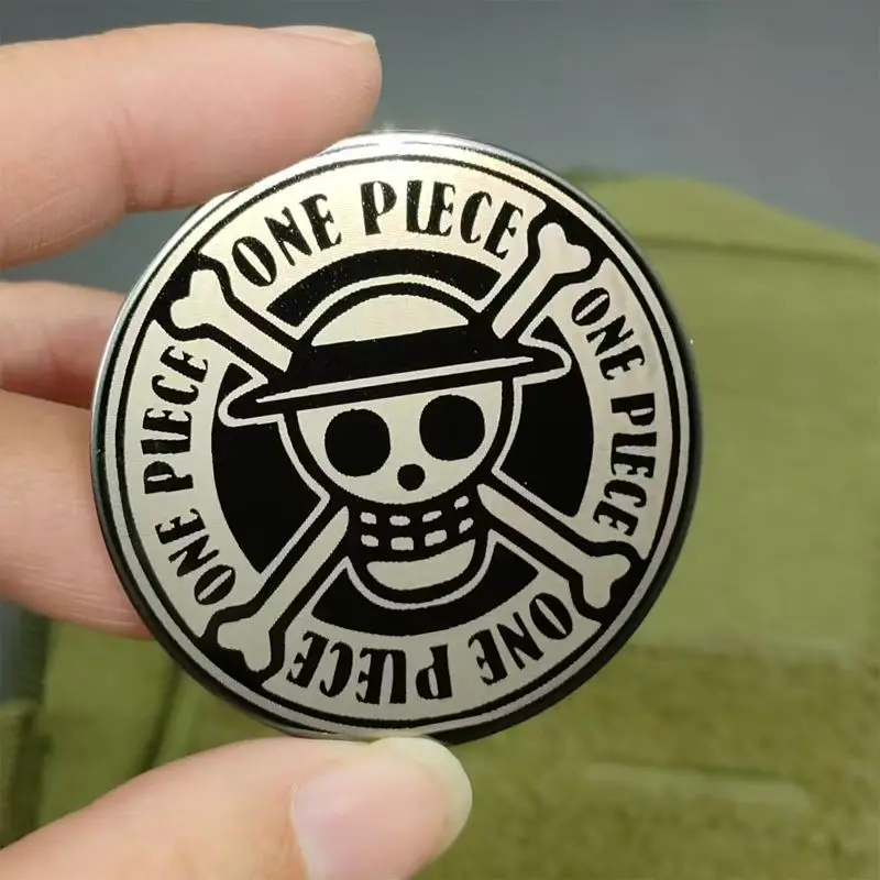 One Piece Anime Peripheral Skull Velcro Badge Creative Cartoon Metal Texture Badge Outdoor Backpack Decoration Morale Badge Gift