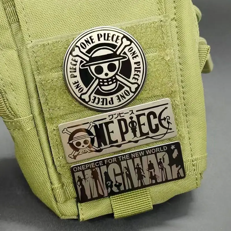 One Piece Anime Peripheral Skull Velcro Badge Creative Cartoon Metal Texture Badge Outdoor Backpack Decoration Morale Badge Gift