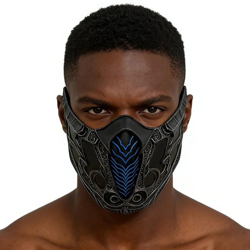 Mortal Kombat Half Face Mask Cosplay Sub-Zero Scorpion Latex Masks Halloween Carnival Dress Up Masquerade Party Costume Props