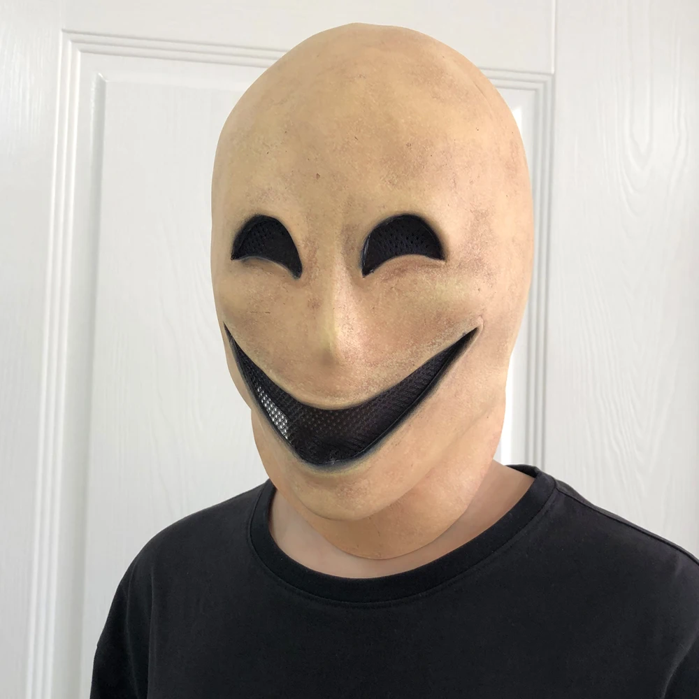 Creepy Smile No Face Man Mask Cosplay Alien Demon Latex Helmet Halloween Carnival Dress UP Party Costume Props For Adult