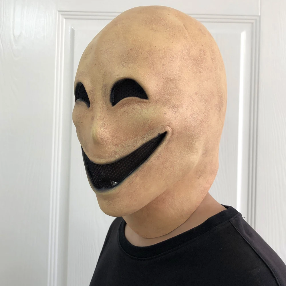 Creepy Smile No Face Man Mask Cosplay Alien Demon Latex Helmet Halloween Carnival Dress UP Party Costume Props For Adult