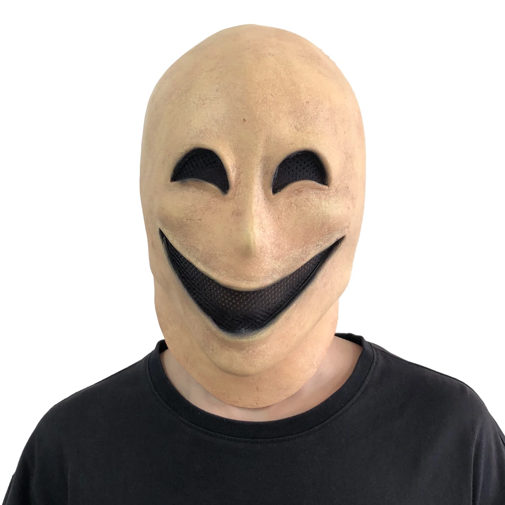Creepy Smile No Face Man Mask Cosplay Alien Demon Latex Helmet Halloween Carnival Dress UP Party Costume Props For Adult