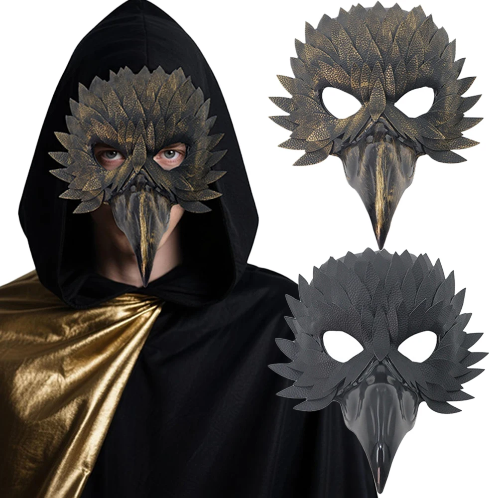 Punk Bird Beak Eagle Half Face Mask Cosplay Animal Bird Mouth Leather Masks Halloween Carnival Dress Up Party Costume Props