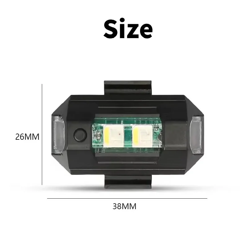 Universal LED Strobe Lights Motorcycle Anti Collision Warning Light USB Charging 7Colors Drone Flash Turn Signal Indicator