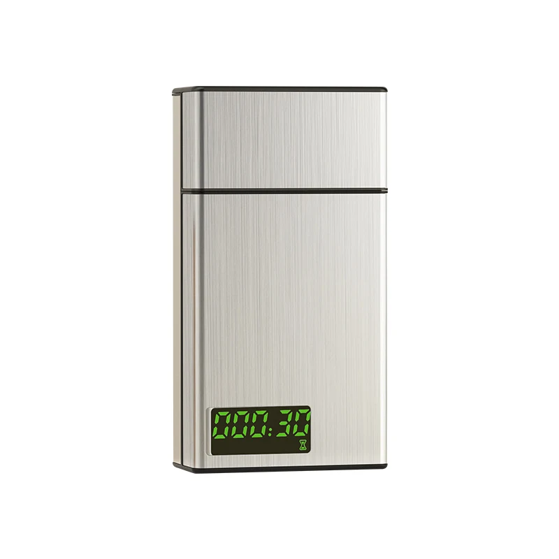 Intelligent Cigarette Case 20pcs Capacity USB Charging Metal Cigarette Box Timing Lock LED Display Quit Smoking Control Device