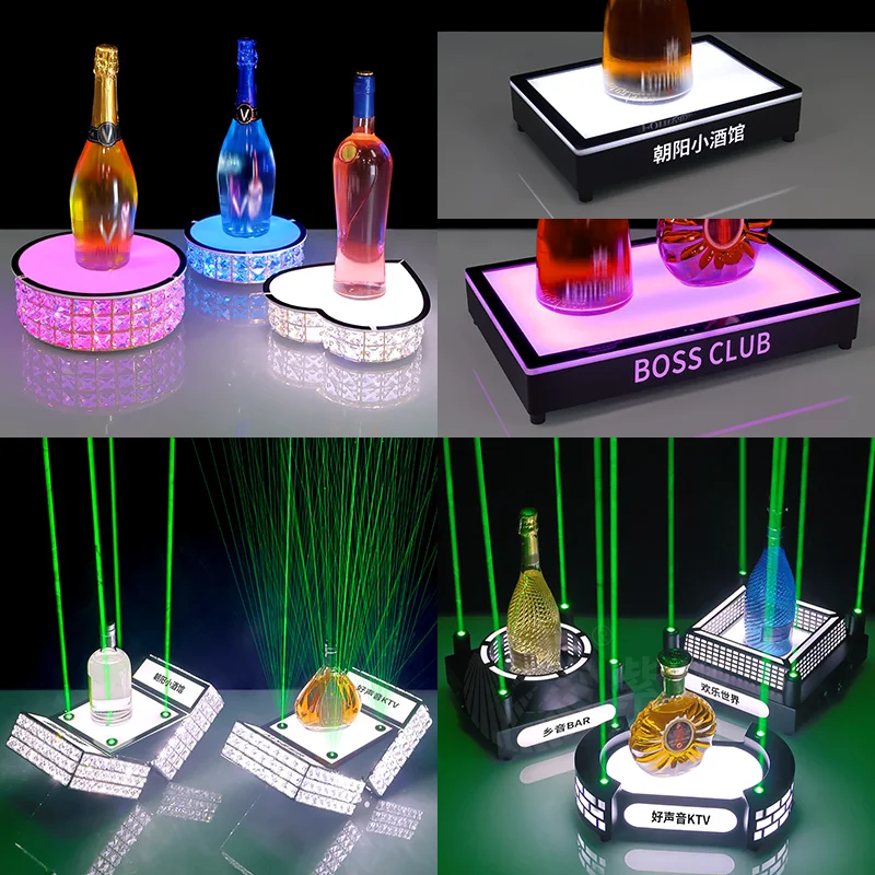 LED Charging Wine Bottle Holder Colorful Light-Up Acrylic Champagne Rack Creative Display for Bar Or Lounge