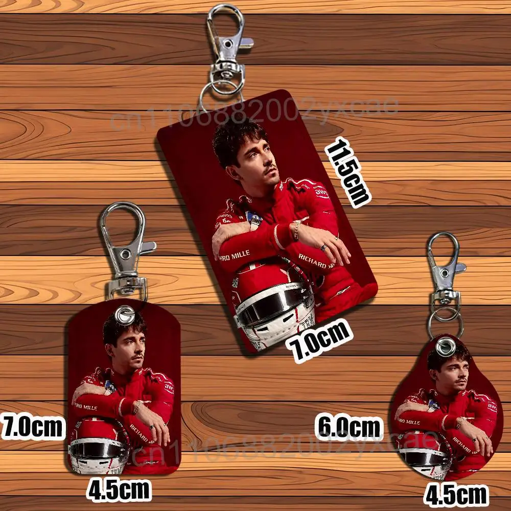 Red handsome hero Charles Leclerc Card Holder With Keychain Executive Protection For Bank Credit Subway Bus Case