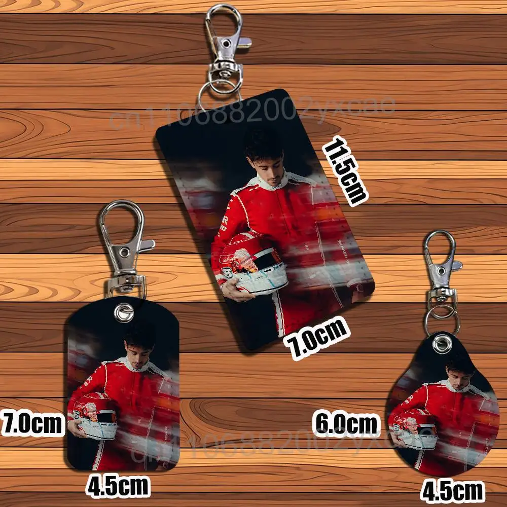 Red handsome hero Charles Leclerc Card Holder With Keychain Executive Protection For Bank Credit Subway Bus Case
