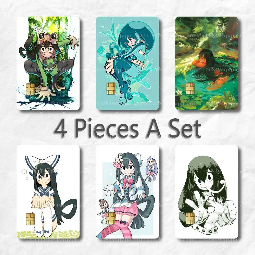 Tsuyu Froppy Hero Academia MHA Card Skin Sticker for Credit Debit Card Adhesive Skin Thin Card Decal Sticker Wrap 4 Pieces Set