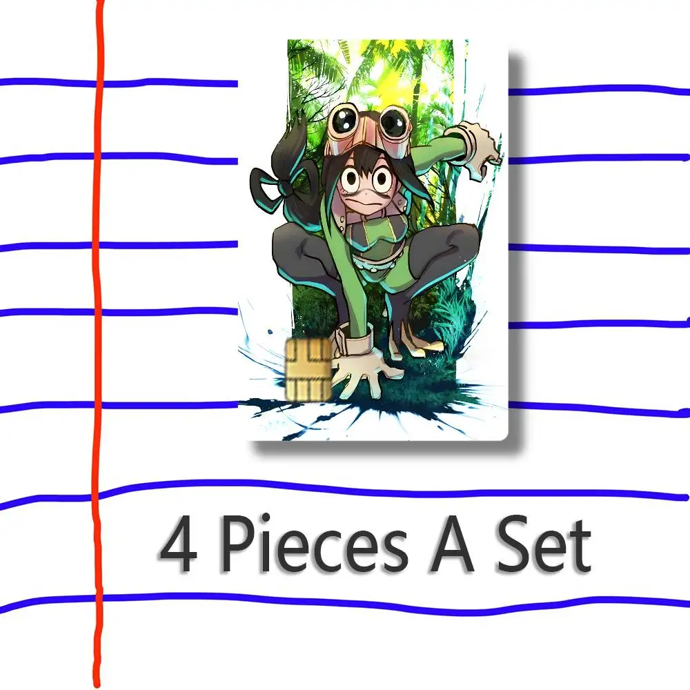 Tsuyu Froppy Hero Academia MHA Card Skin Sticker for Credit Debit Card Adhesive Skin Thin Card Decal Sticker Wrap 4 Pieces Set
