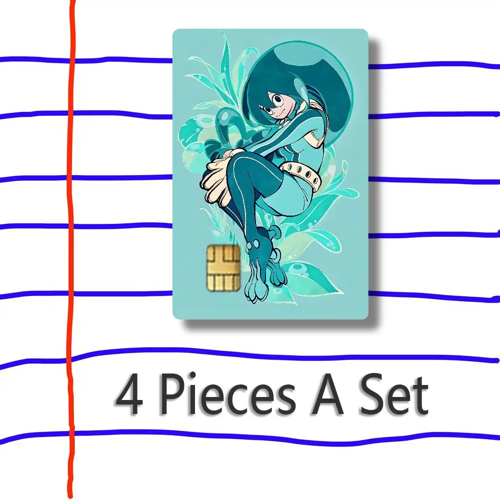 Tsuyu Froppy Hero Academia MHA Card Skin Sticker for Credit Debit Card Adhesive Skin Thin Card Decal Sticker Wrap 4 Pieces Set