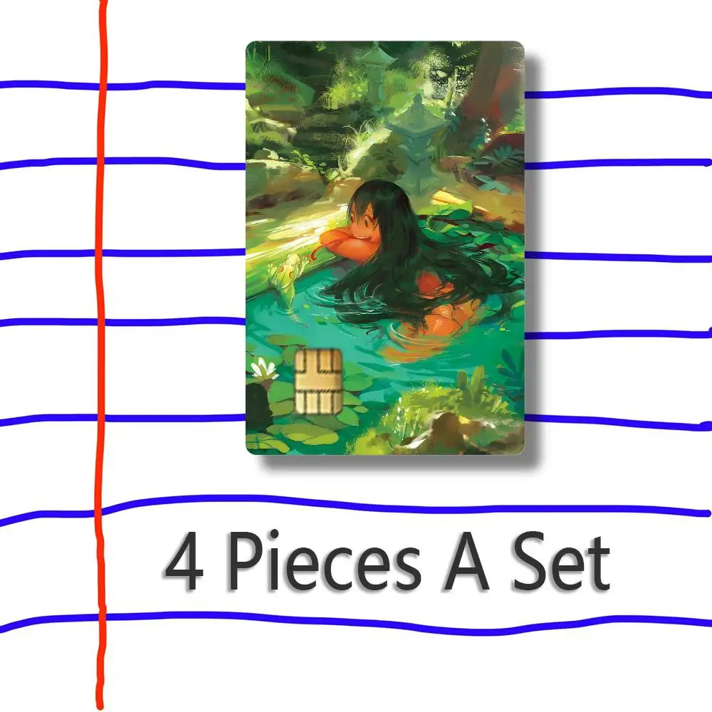 Tsuyu Froppy Hero Academia MHA Card Skin Sticker for Credit Debit Card Adhesive Skin Thin Card Decal Sticker Wrap 4 Pieces Set