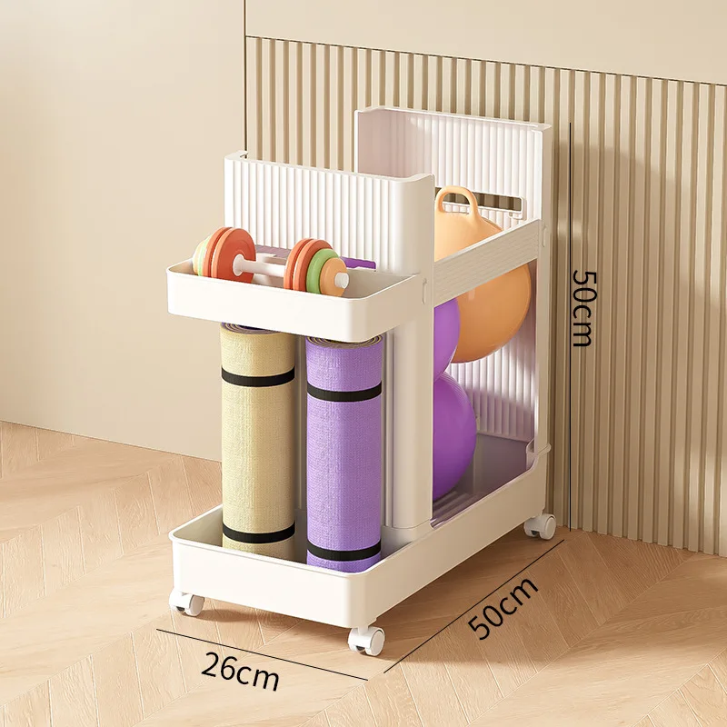 Rolling Yoga Mat Storage Rack with Wheels Multifunctional Home Gym Equipment Organizer for Dumbbells Fitness Accessories