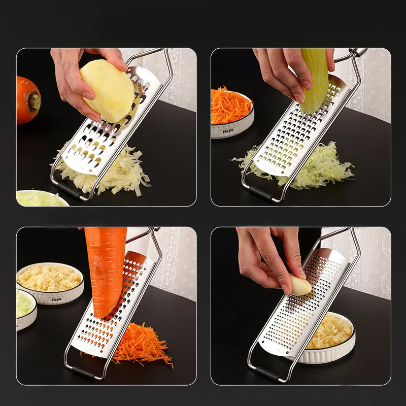 Jaswehome Cheese Grater Food Slicer Stainless Steel Wooden Handheld Multifunction Tools Vegetable Grater Garlic Grinder