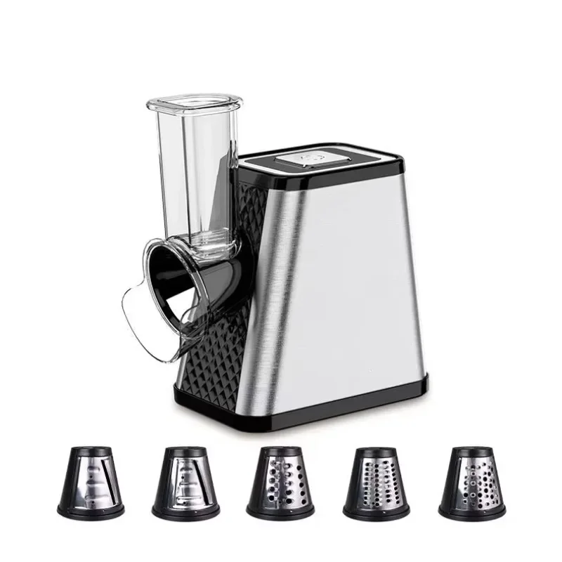 5 in 1 Round Electric Salad Maker Spiral Cheese Grater Food Slicer Vegetable Slicer Rotary Stainless Steel Vegetable Chopper