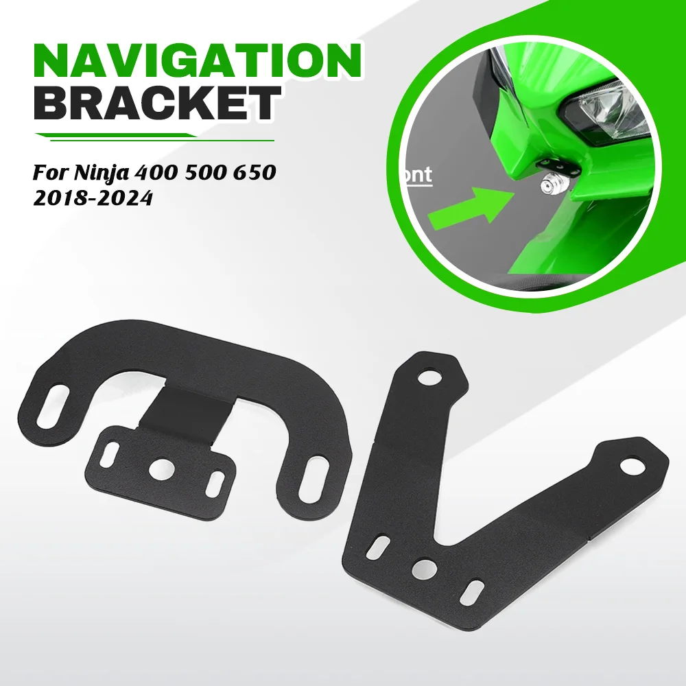For Kawasaki Ninja 400 500 650 2018-2025 Front/Rear DVR Data Logger GPS Navigation Plate Bracket Holder Motorcycle 2024 2023
